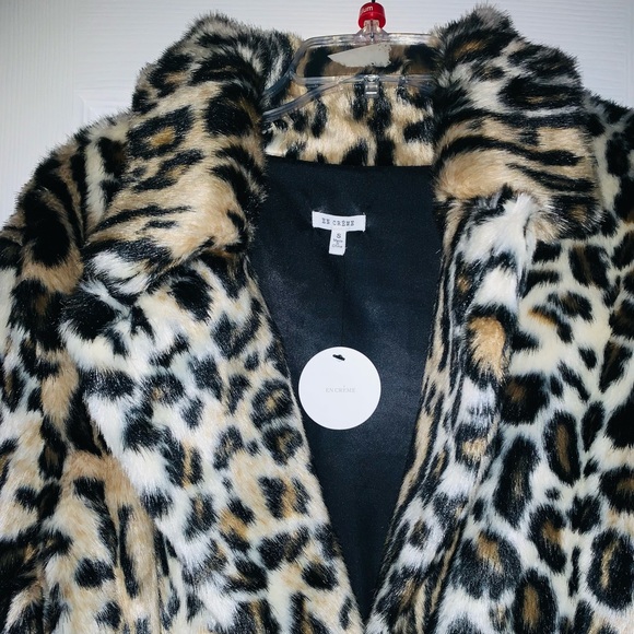 NWT EN CRÉME LADIES NIGHT POCKETED FAUX FUR COAT 🐆, Sz.S, BNWT - Picture 9 of 10